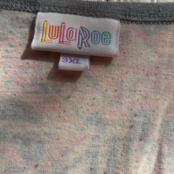 LuLaRoe Randy Baseball Style Tee Gray 3/4 Sleeves Orange Geometric Design 3XL - Picture 7 of 15